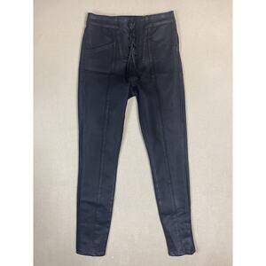 Good American Pants Womens 2/25‎ Black Front Lace Up Skinny Coating Finish
